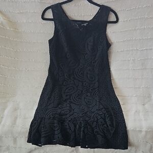 Nanette Lepore Elegant Black Crochet Mini Dress